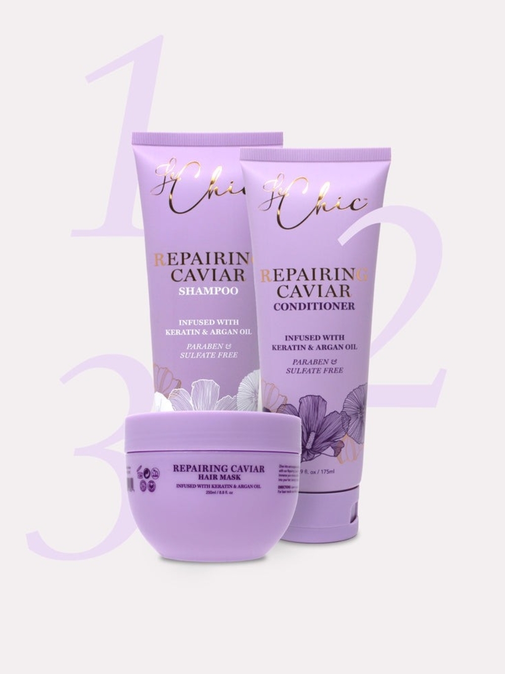 Le Chic 3pc Repairing Caviar Shampoo & Conditioner & Repairing Caviar Hair Mask